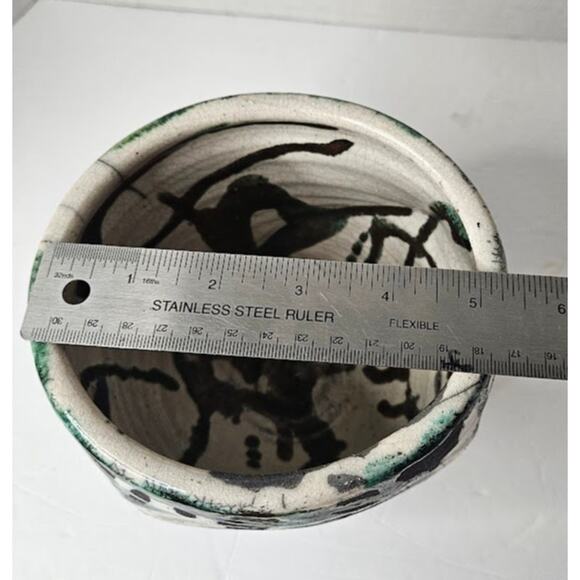 Raku Hand Thrown Coiled Pottery Vase signed JH  5"  1996 Western Style SEE - Picture 5 of 10